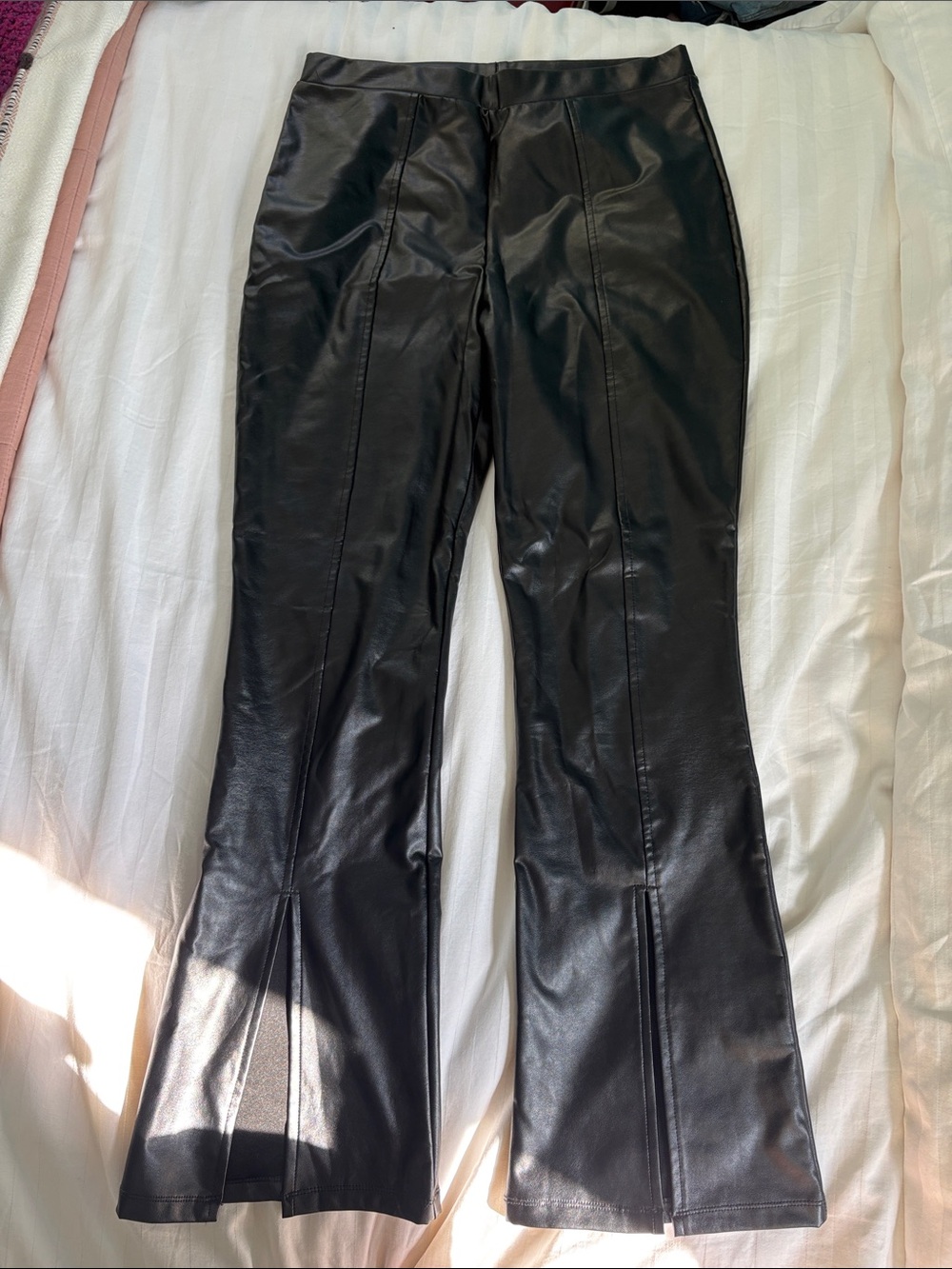 Wild Fable Black Faux Leather Flared Pants